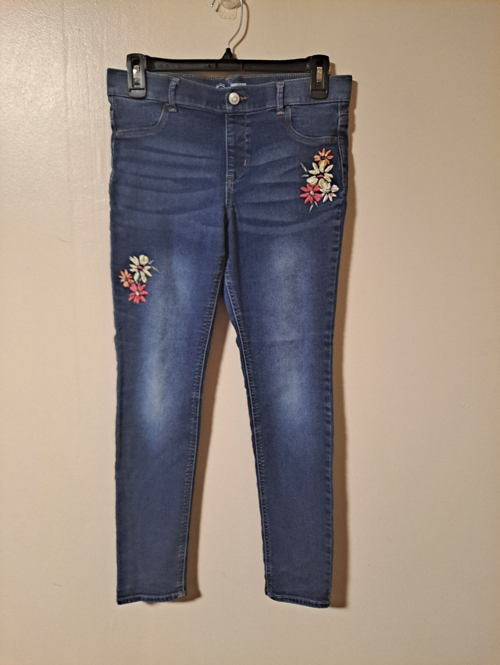 wonder nation Blue Skinny Jeans with Floral Embroidery
